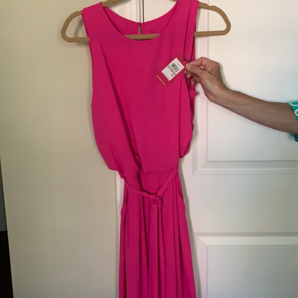 Hot pink culottes elegant casual dress,  size 12P